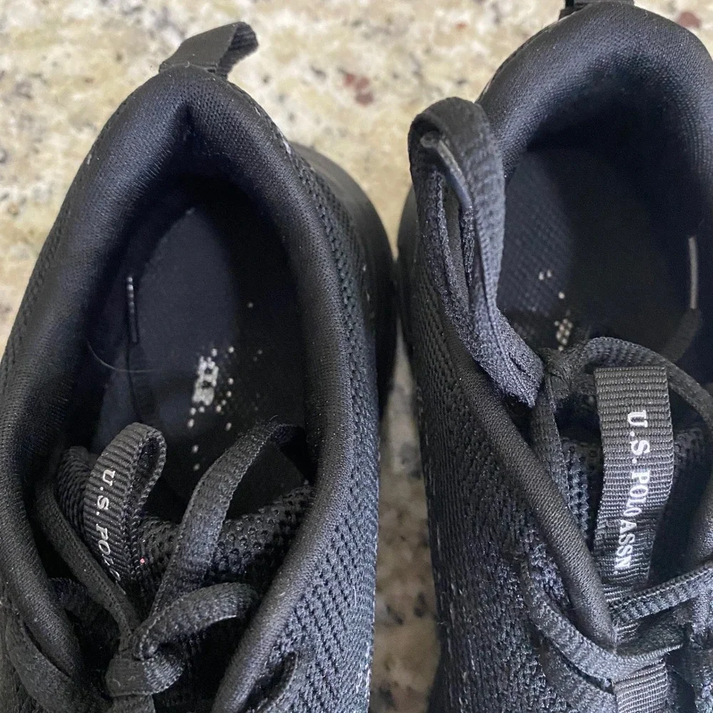 US Polo Assn Womens Black Knit Athletic Sneakers Running Shoes Logo‎ Low Top
